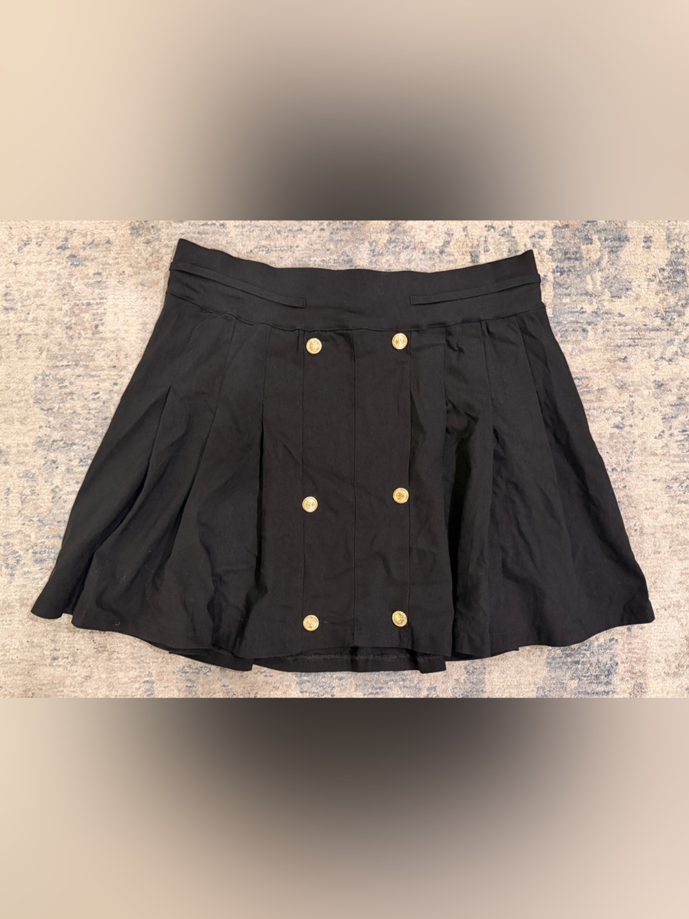 Thrill Black Skirt with Golden Button Details